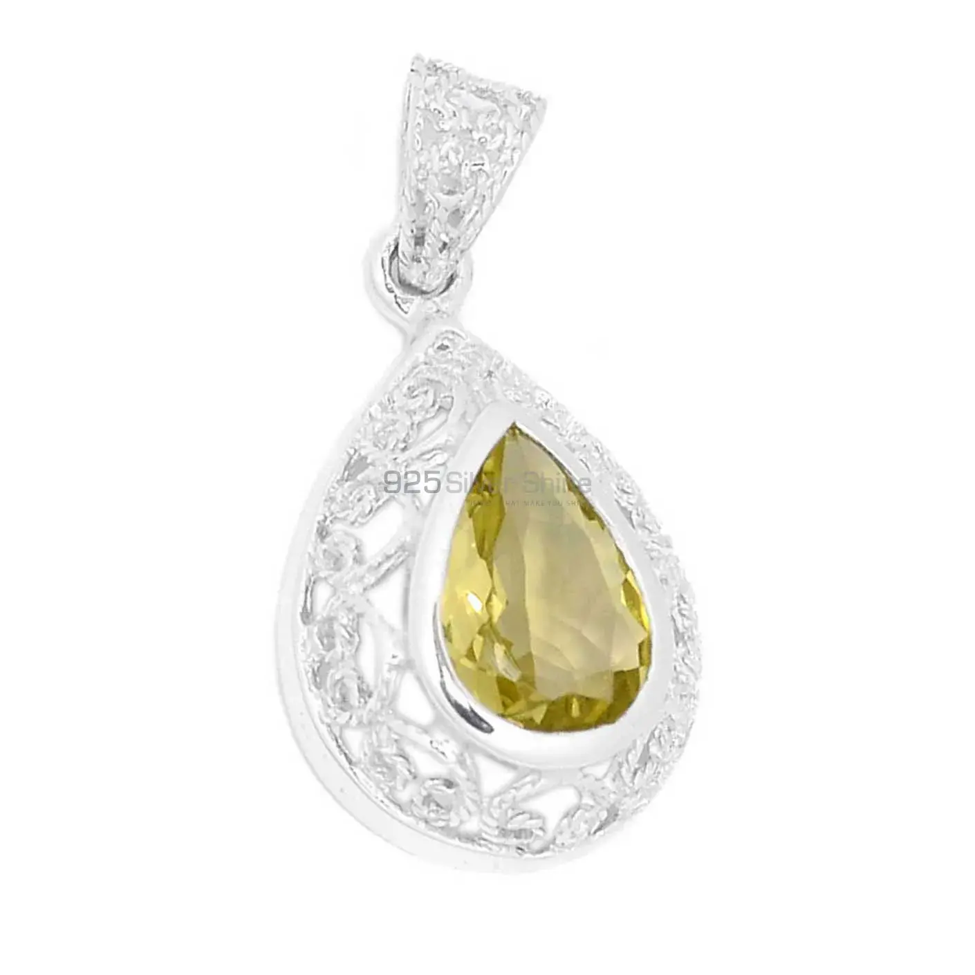 Lemon Quartz Gemstone Handmade Pendants In Solid Sterling Silver Jewelry 925SP275-2_1