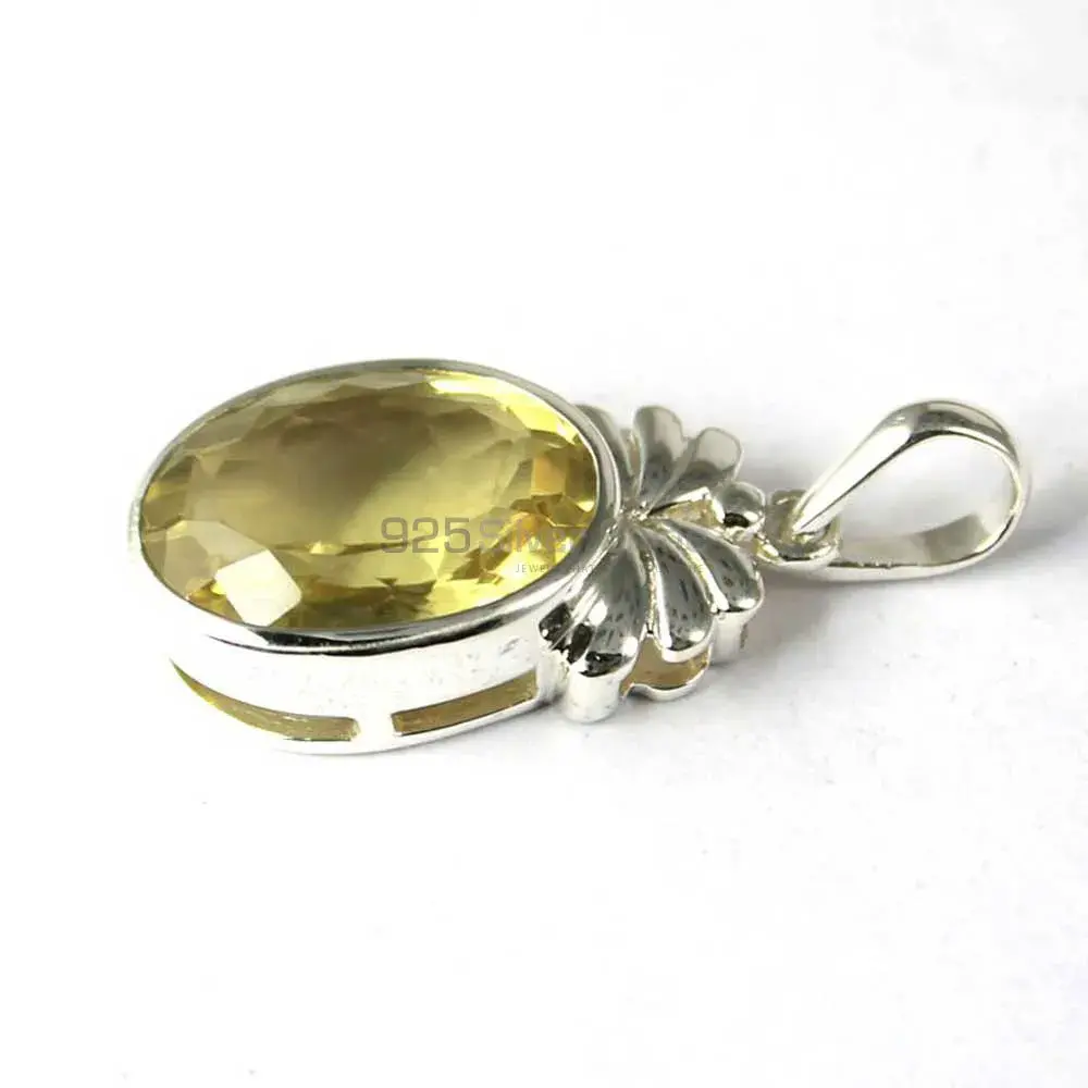 Lemon Quartz Gemstone Pendants In Fine Sterling Silver Jewelry 925SP236-4_1
