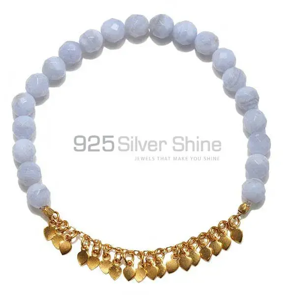 Blue Lace Agate Gemstone Beads Bracelets 925BB143