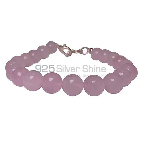 Rose Quartz Gemstone Beads Bracelets 925BB202