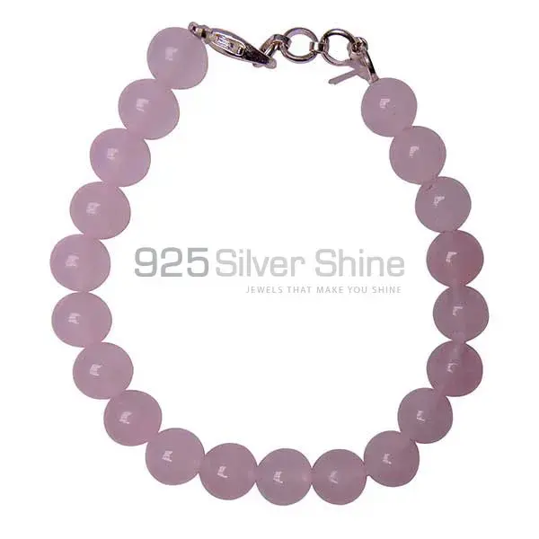 Rose Quartz Gemstone Beads Bracelets 925BB202_0