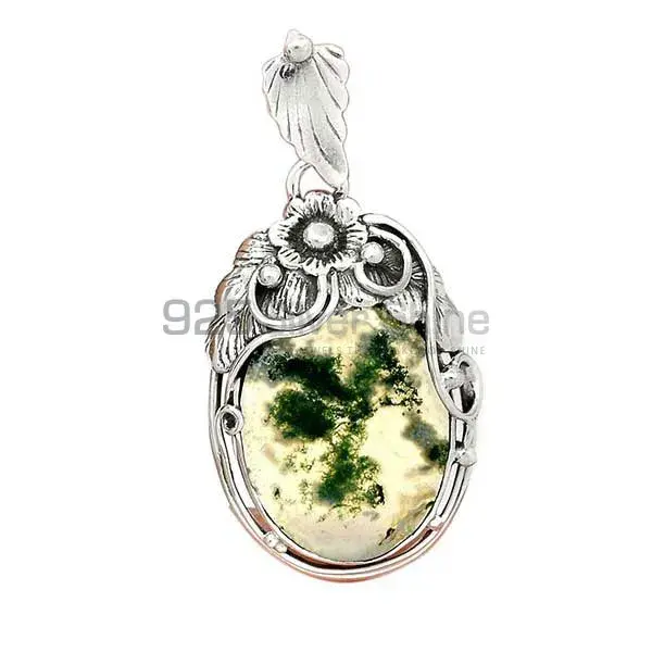Moos Agate Gemstone Pendants In Fine Sterling Silver Jewelry 925SP44_1