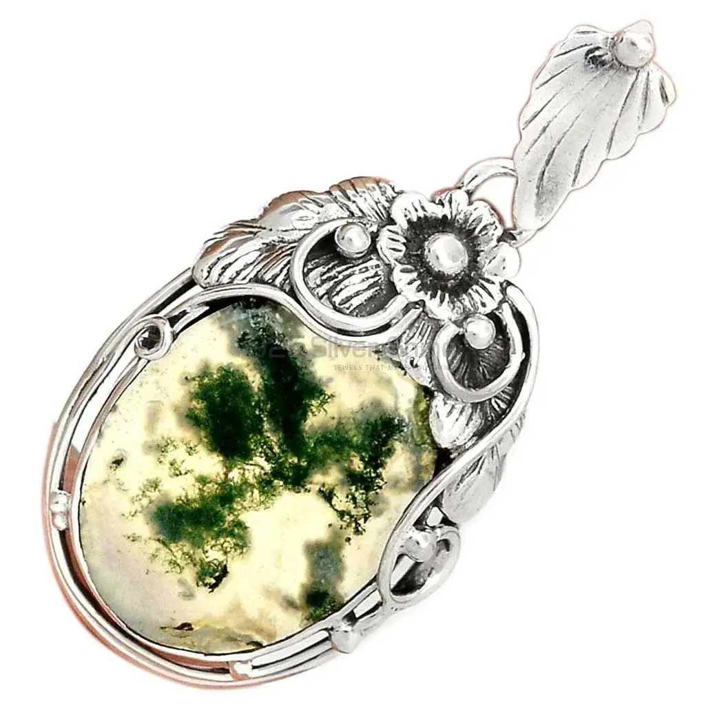 Best Quality Moos Agate Gemstone Pendants Wholesaler In Fine Sterling Silver Jewelry 925SP44_2