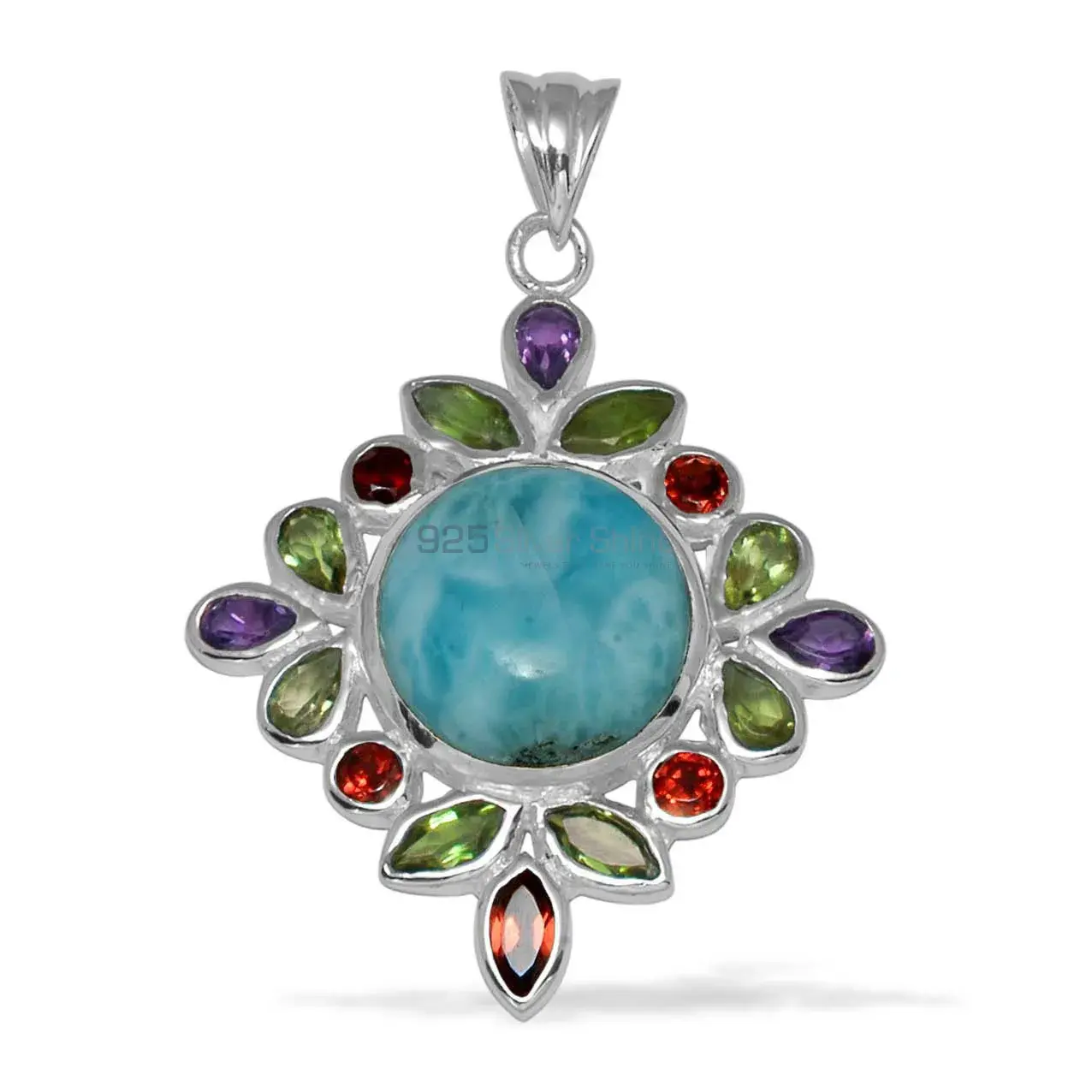 Best Quality Multi Gemstone Handmade Pendants In 925 Sterling Silver Jewelry 925SP1451