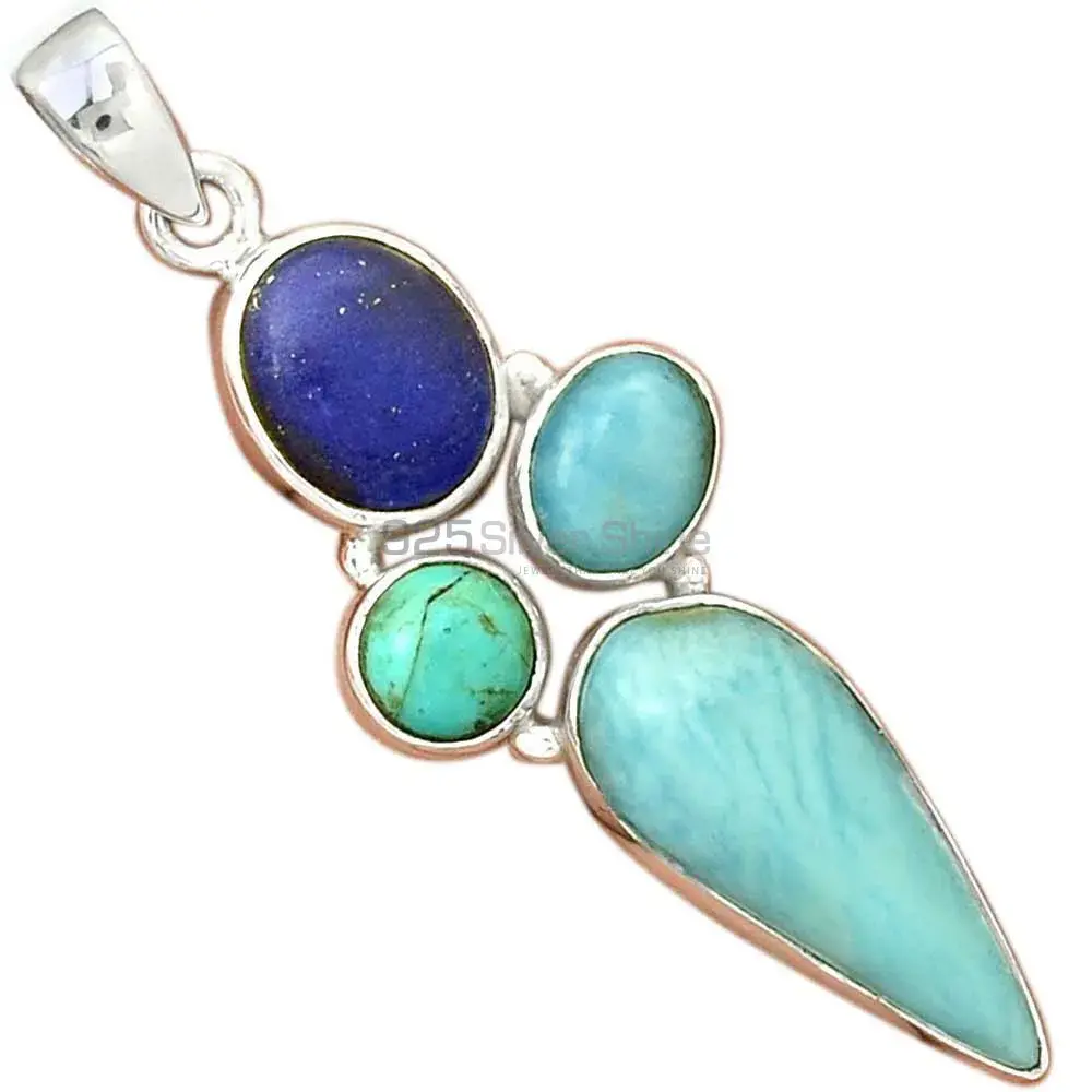 Best Quality Multi Gemstone Handmade Pendants In Solid Sterling Silver Jewelry 925SP071-1