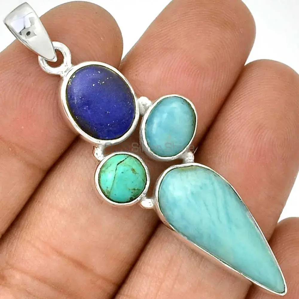 Multi Gemstone Handmade Pendants In Solid Sterling Silver Jewelry 925SP071-1_1
