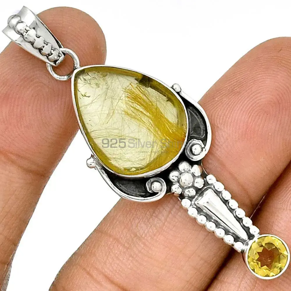 Best Quality Multi Gemstone Handmade Pendants In Solid Sterling Silver Jewelry 925SP081-6_0
