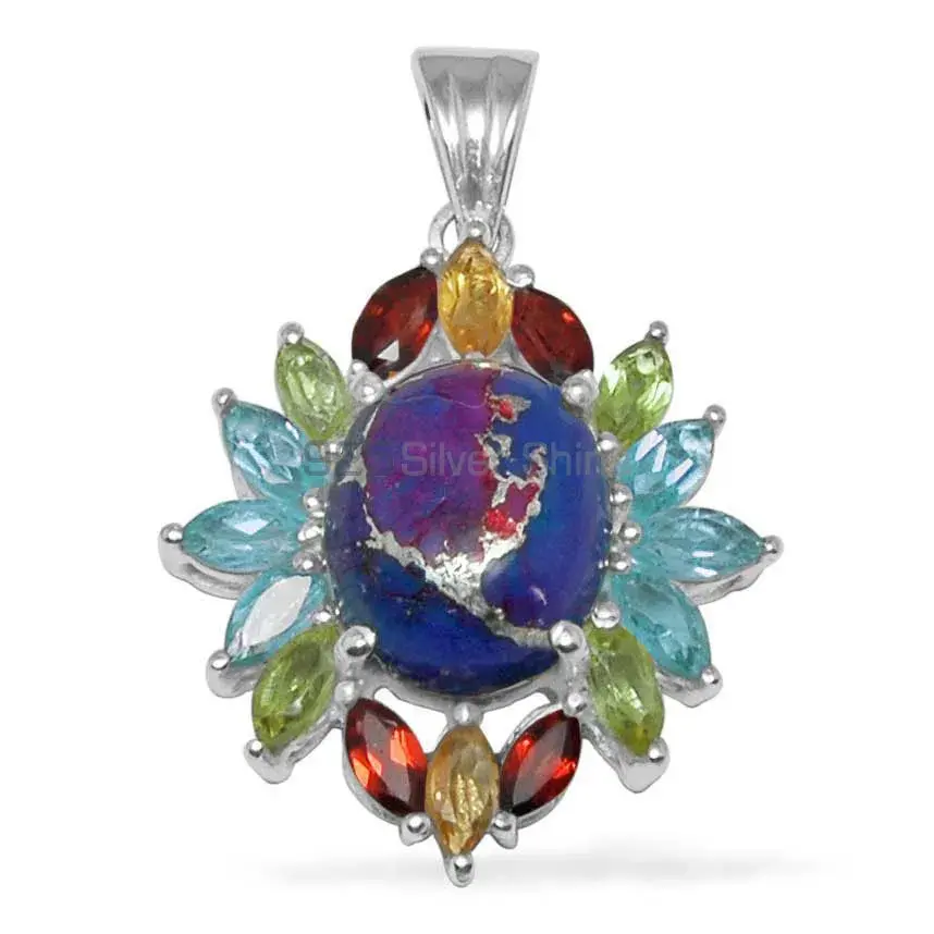 Multi Gemstone Handmade Pendants In Solid Sterling Silver Jewelry 925SP1457