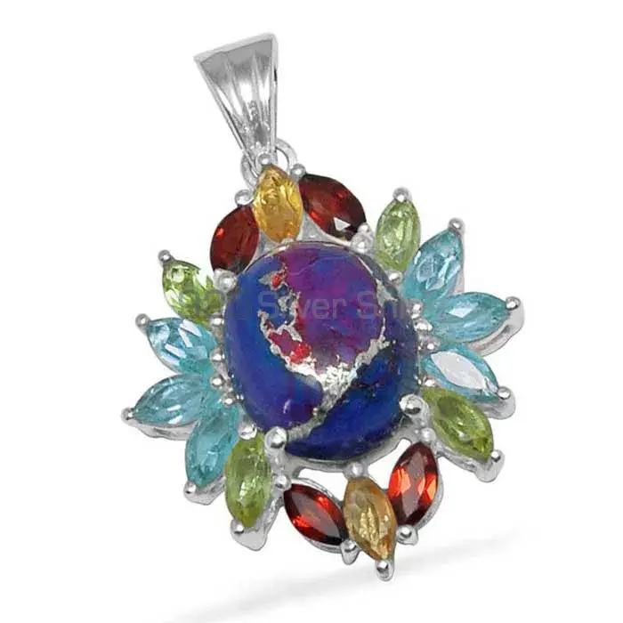 Multi Gemstone Handmade Pendants In Solid Sterling Silver Jewelry 925SP1457_0