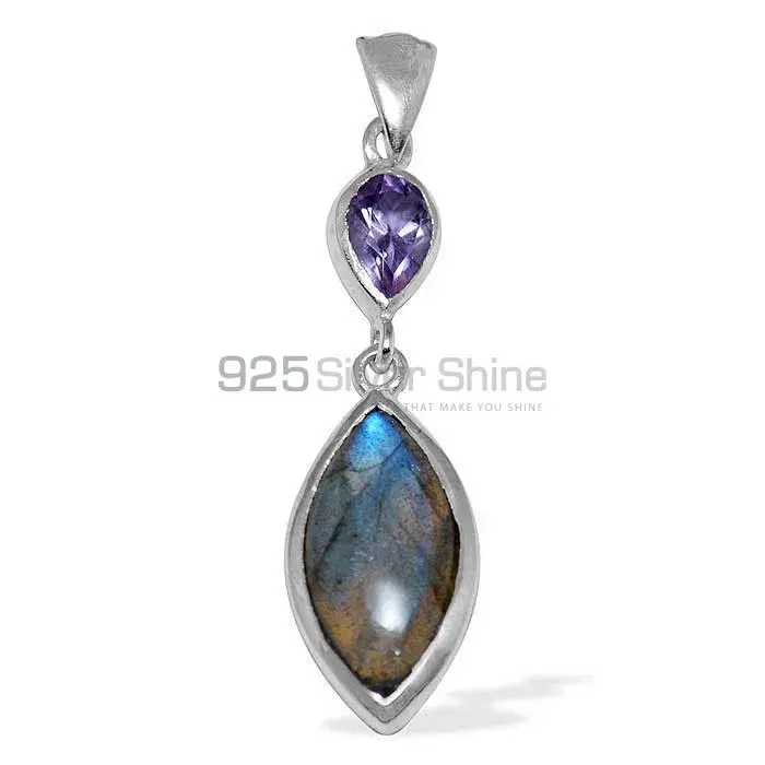 Multi Gemstone Handmade Pendants In Solid Sterling Silver Jewelry 925SP1507_0