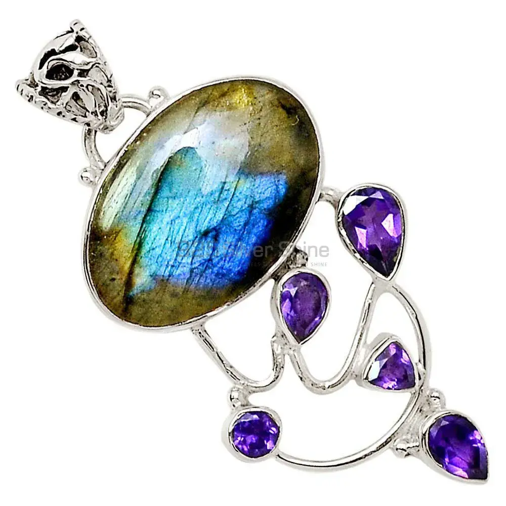 Best Quality Multi Gemstone Handmade Pendants In Solid Sterling Silver Jewelry 925SP29-3