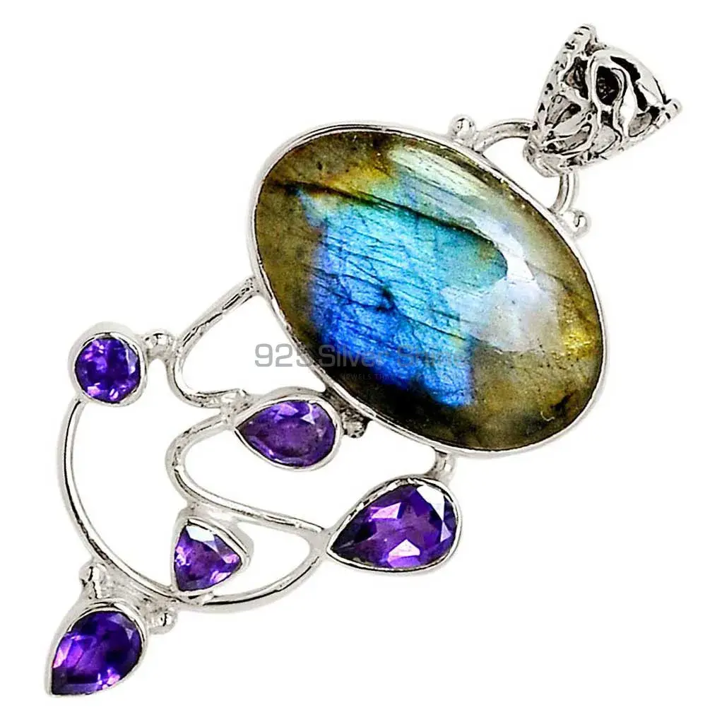 Multi Gemstone Handmade Pendants In Solid Sterling Silver Jewelry 925SP29-3_1