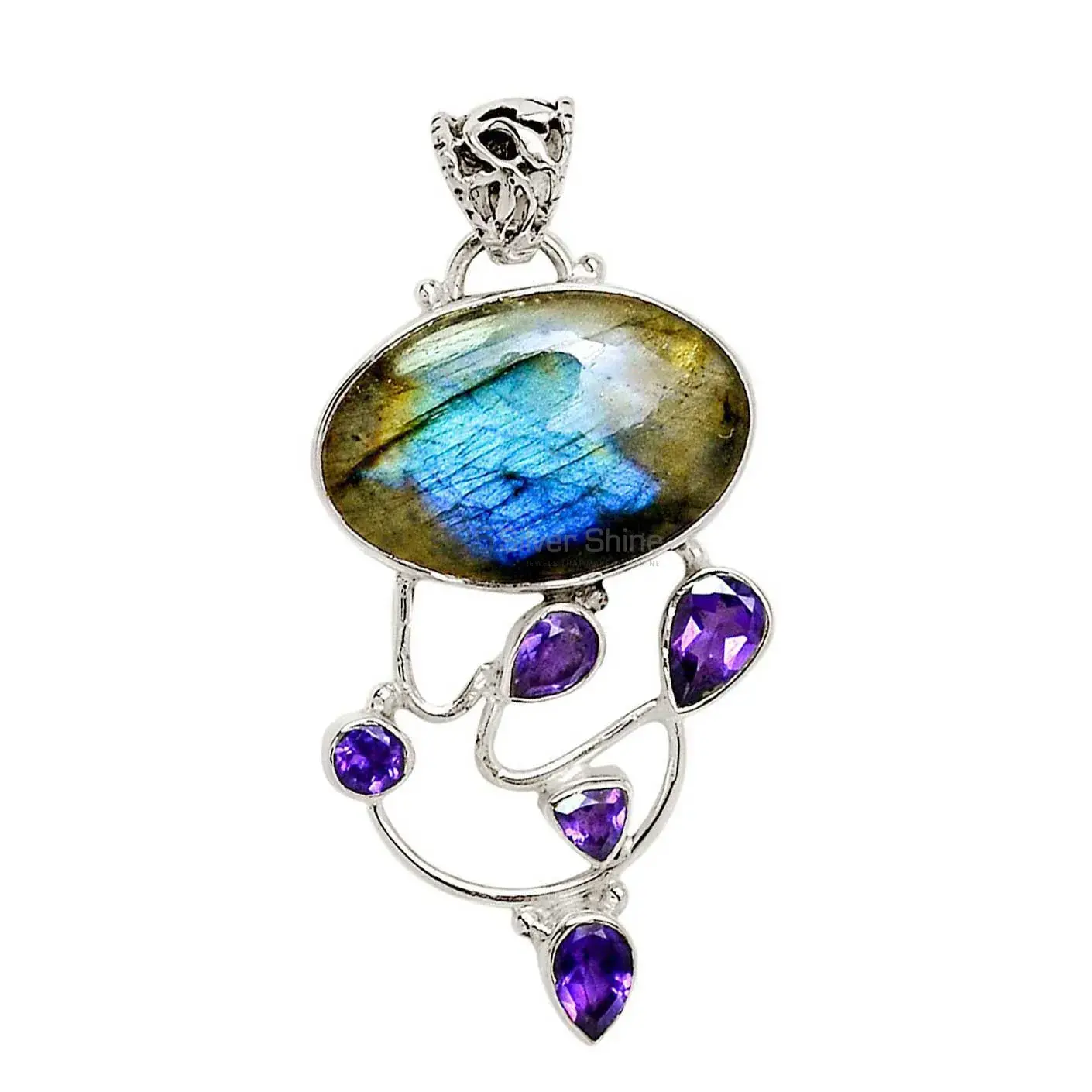 Best Quality Multi Gemstone Handmade Pendants In Solid Sterling Silver Jewelry 925SP29-3_2