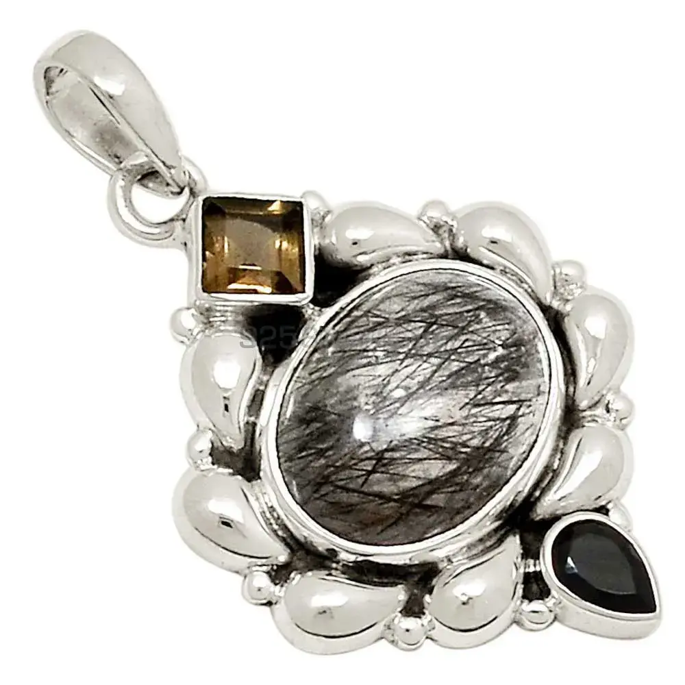 Best Quality Multi Gemstone Pendants Suppliers In 925 Fine Silver Jewelry 925SP119-1