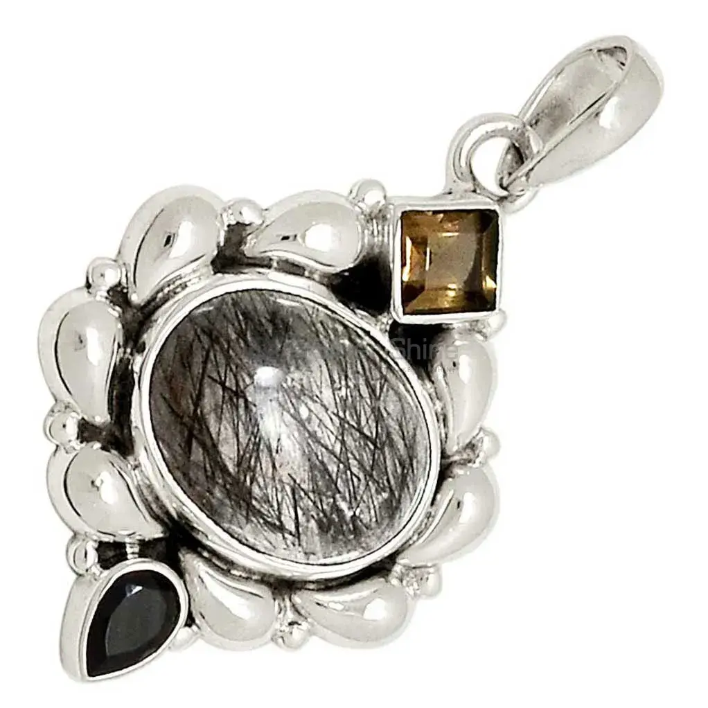 Multi Gemstone Pendants In 925 Fine Silver Jewelry 925SP119-1_2