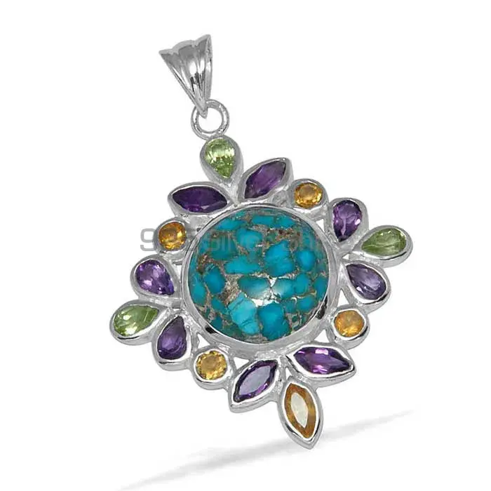 Multi Gemstone Pendants In 925 Fine Silver Jewelry 925SP1450_1