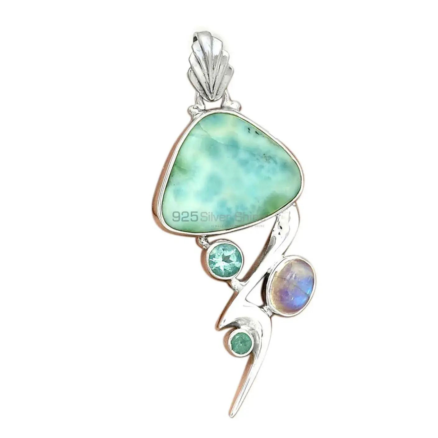 Multi Gemstone Pendants In Fine Sterling Silver Jewelry 925SP093-1_2