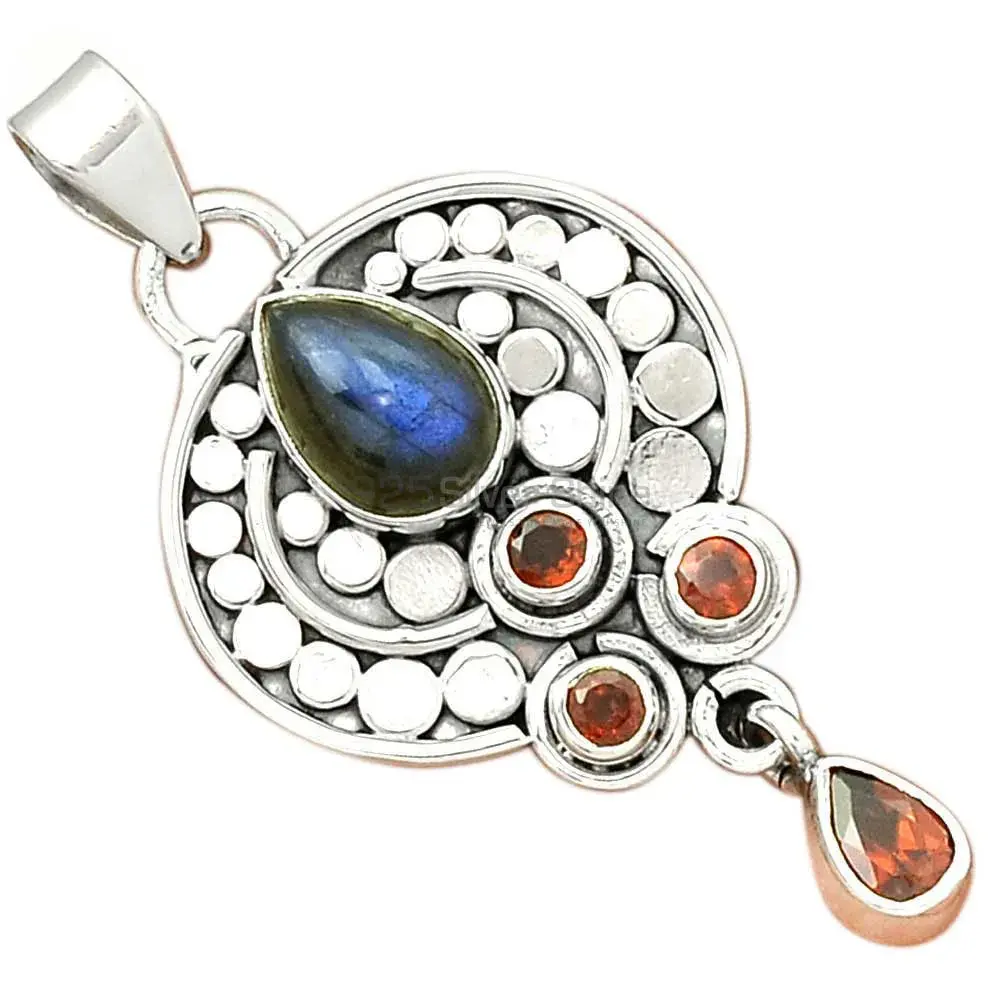 Best Quality Multi Gemstone Pendants Wholesaler In Fine Sterling Silver Jewelry 925SP32-2