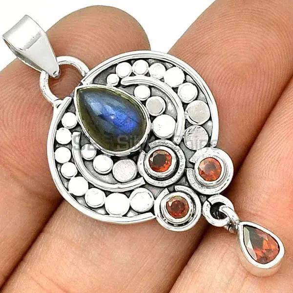 Multi Gemstone Pendants In Fine Sterling Silver Jewelry 925SP32-2_1