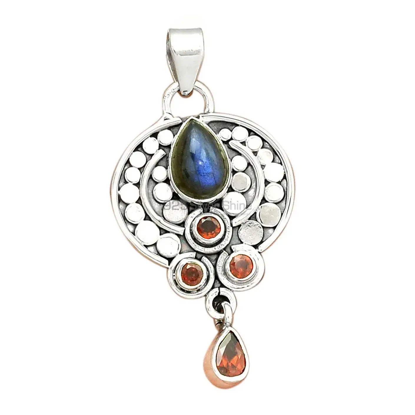 Multi Gemstone Pendants In Fine Sterling Silver Jewelry 925SP32-2_2