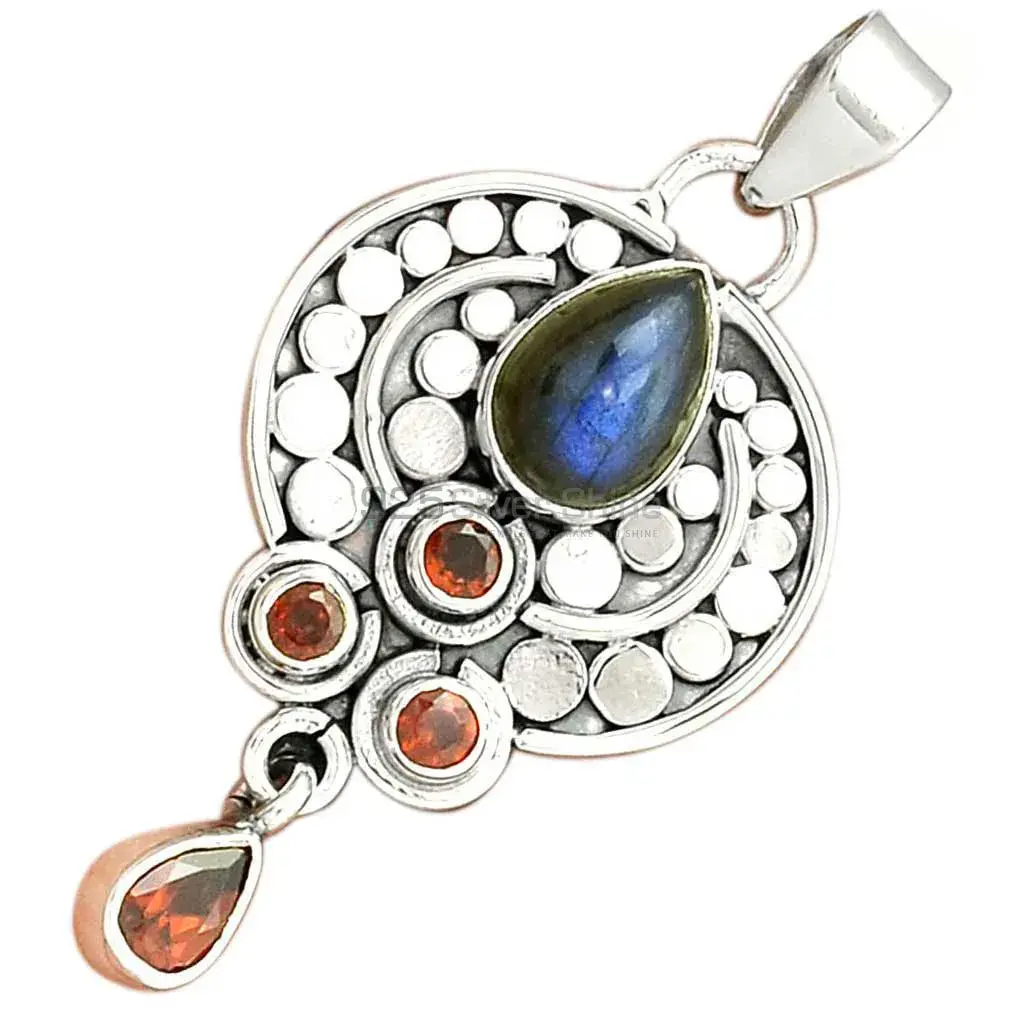 Multi Gemstone Pendants In Fine Sterling Silver Jewelry 925SP32-2_3