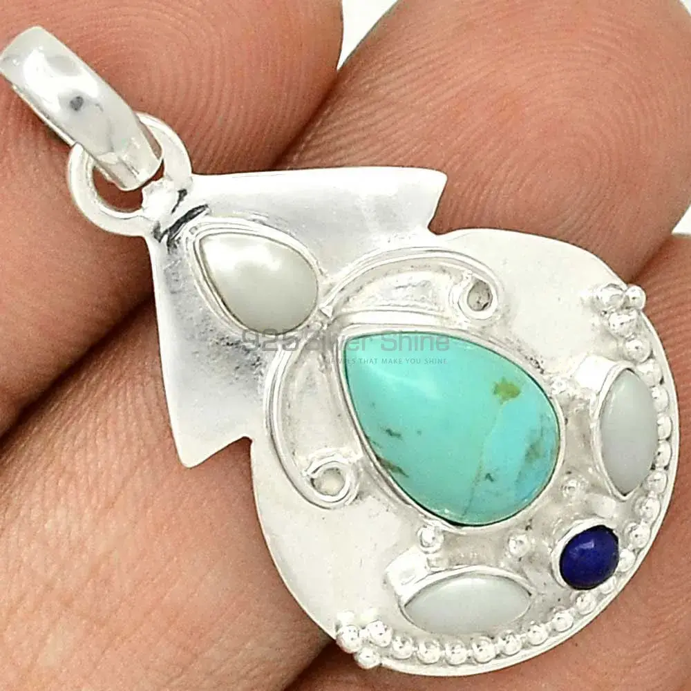 Multi Gemstone Pendants In Fine Sterling Silver Jewelry 925SP58-3_1