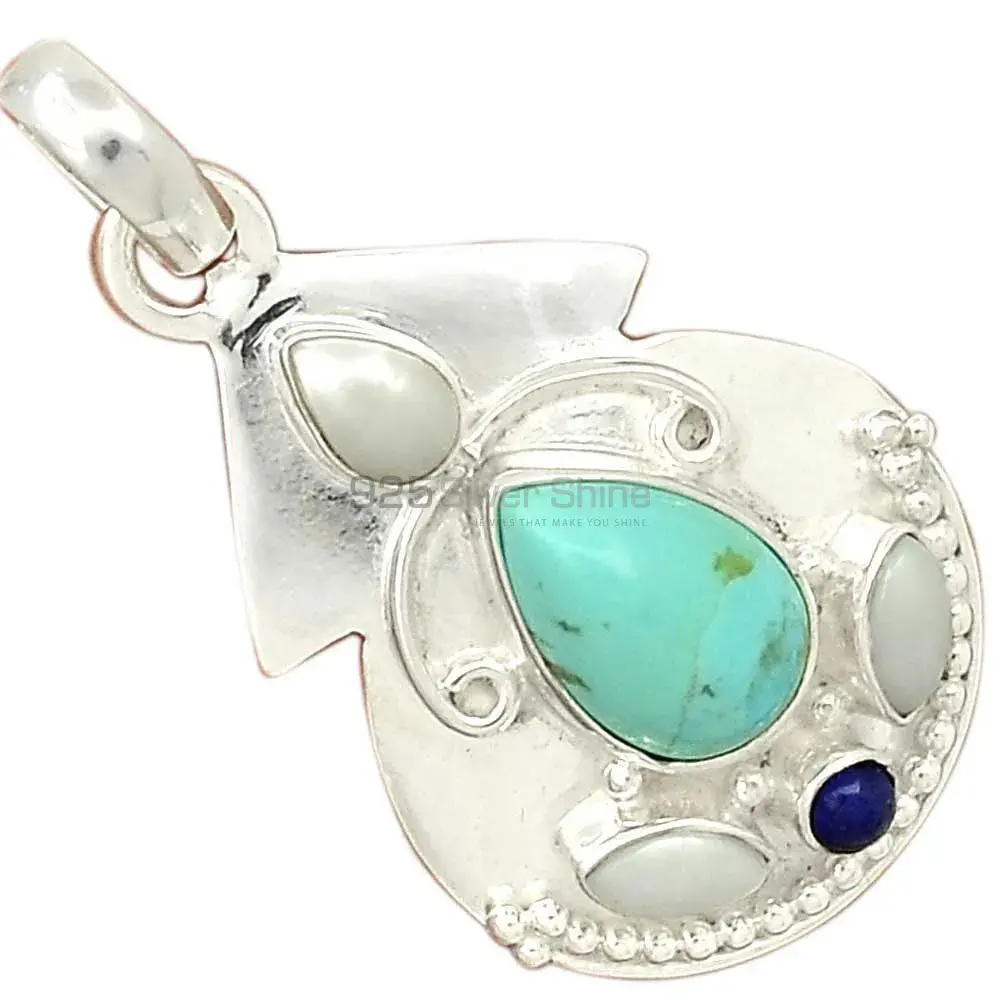 Multi Gemstone Pendants In Fine Sterling Silver Jewelry 925SP58-3_2