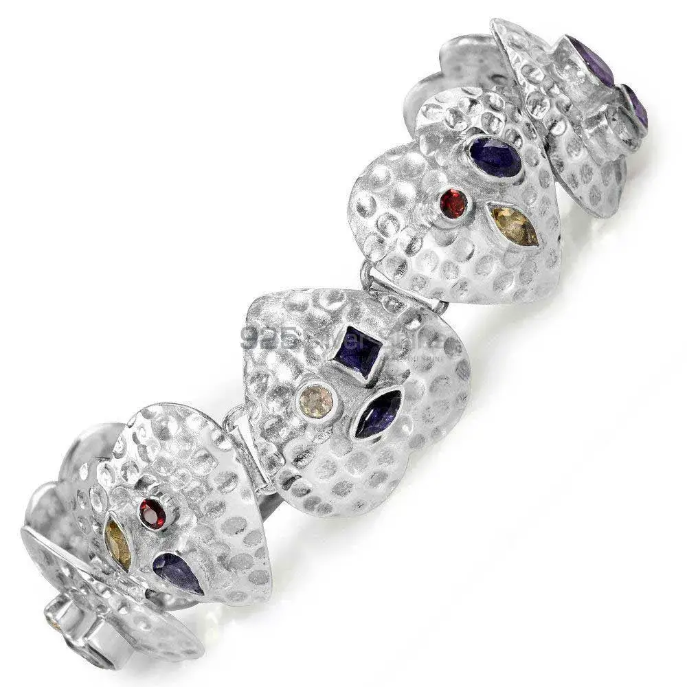 Multi Stone Gemstone Bracelets In Fine Sterling Silver Jewelry 925SB246