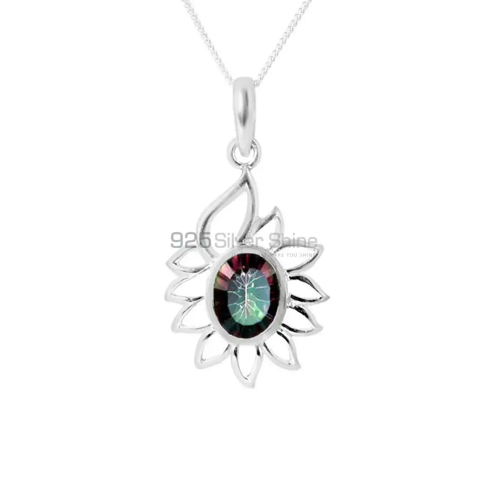 Best Quality Mystic Topaz Gemstone Pendants Suppliers In 925 Fine Silver Jewelry 925SP218-2