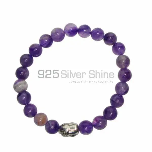 Natural Amethyst Gemstone Beads Bracelets 925BB110_0