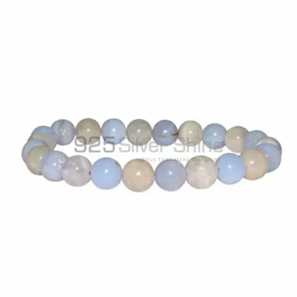 Best Quality Natural Blue Lace Agate Gemstone Beads Bracelets 925BB142