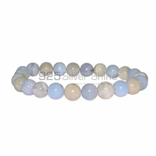 Natural Blue Lace Agate Gemstone Beads Bracelets 925BB142