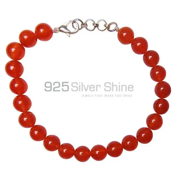 Natural Carnelian Gemstone Beads Bracelets 925BB144_0