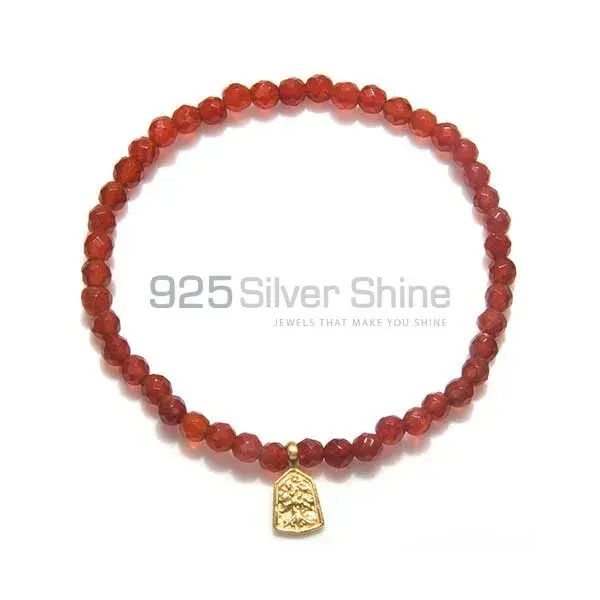 Natural Carnelian Gemstone Beads Bracelets 925BB148