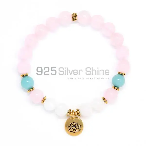 Natural Rose Quartz Gemstone Beads Bracelets 925BB201