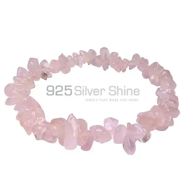 Best Quality Natural Loose Rose Quartz Uncut Gemstone Beads Bracelets 925BB204