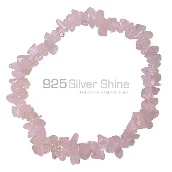 Natural Rose Quartz Uncut Gemstone Beads Bracelets 925BB204_0