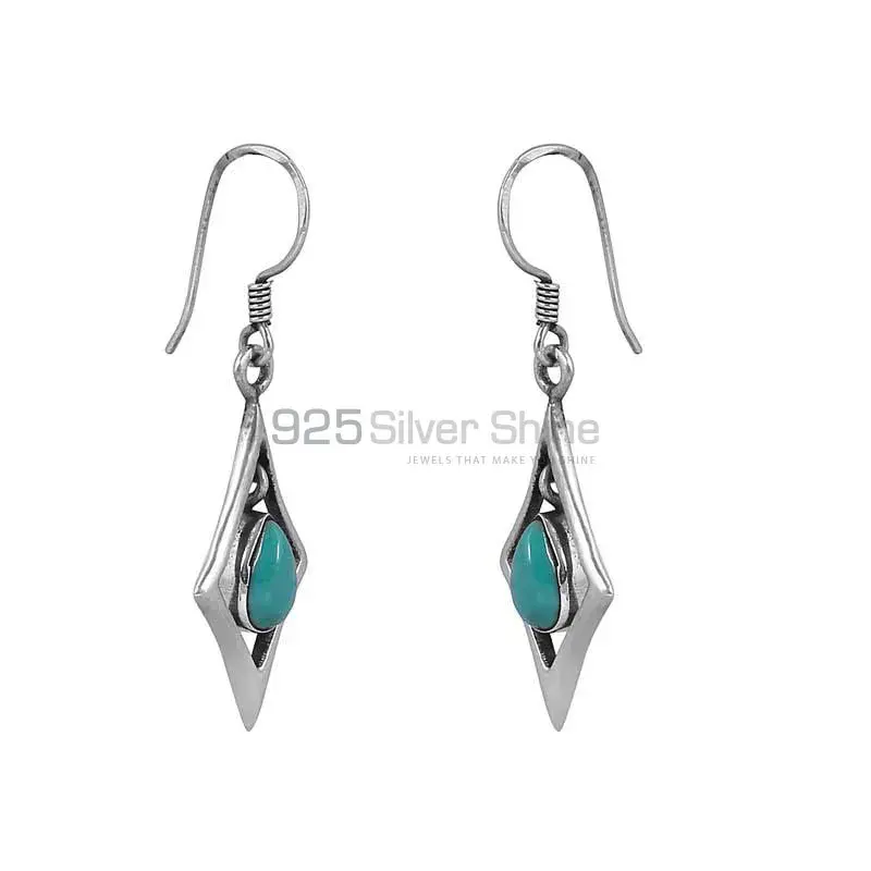 Best Quality Natural Turquoise Gemstone Earring In Solid Silver Jewelry 925SE38_0