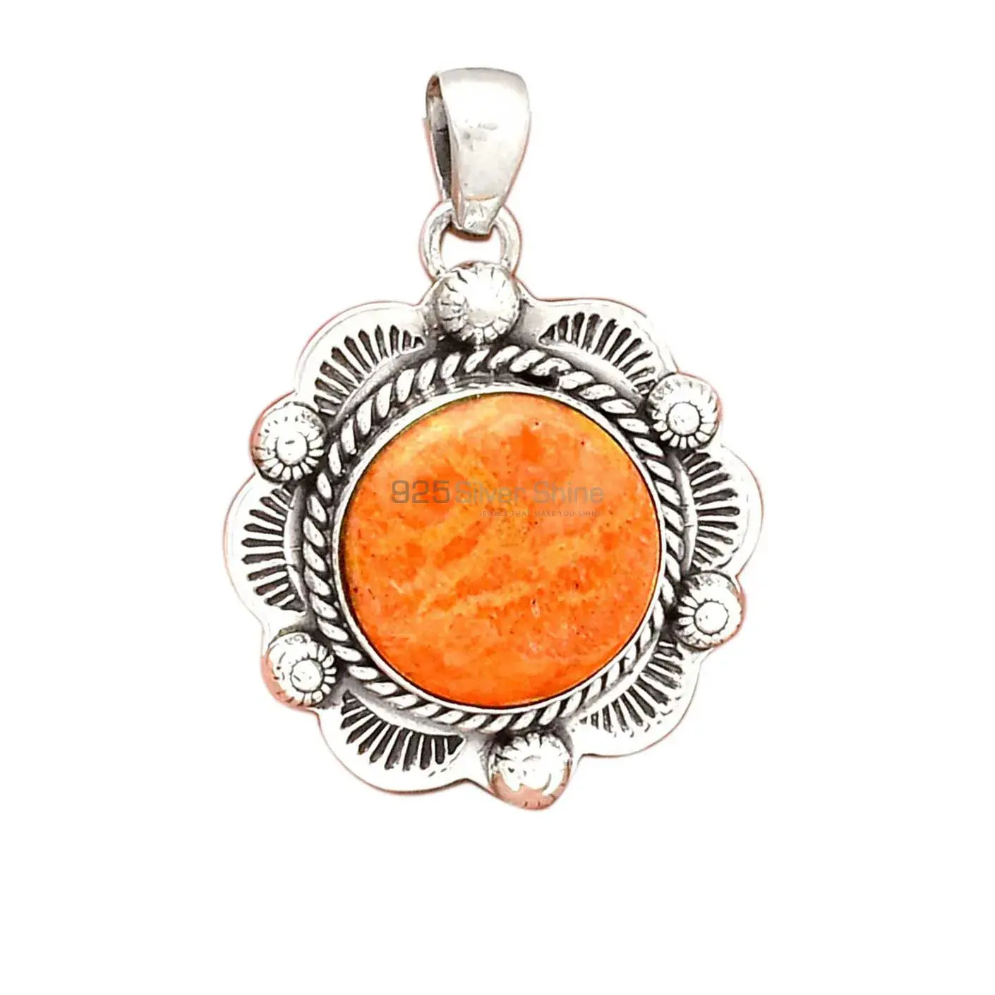 Best Quality Orange Calcite Gemstone Handmade Pendants In 925 Sterling Silver Jewelry 925SP080-3_1