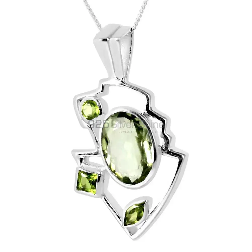 Peridot Gemstone Handmade Pendants In 925 Sterling Silver Jewelry 925SP234-4