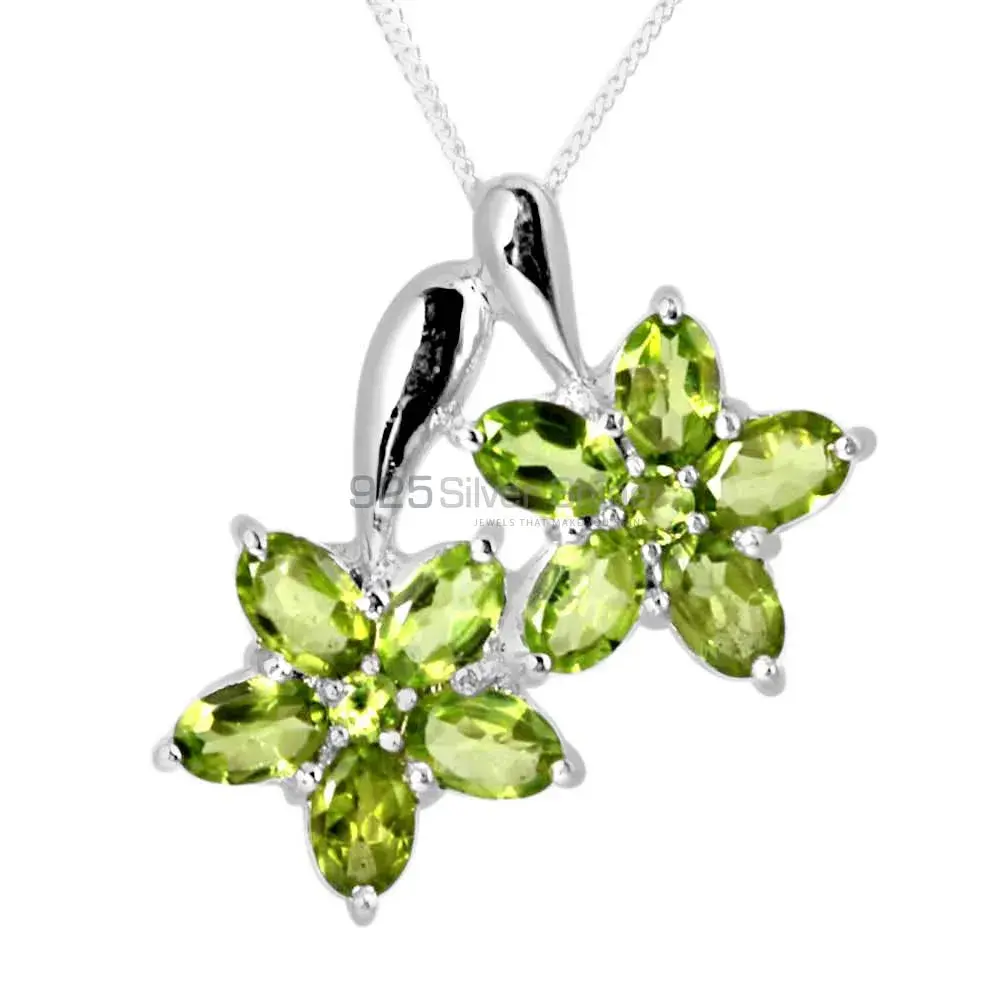 Best Quality Peridot Gemstone Pendants Suppliers In 925 Fine Silver Jewelry 925SP258-1