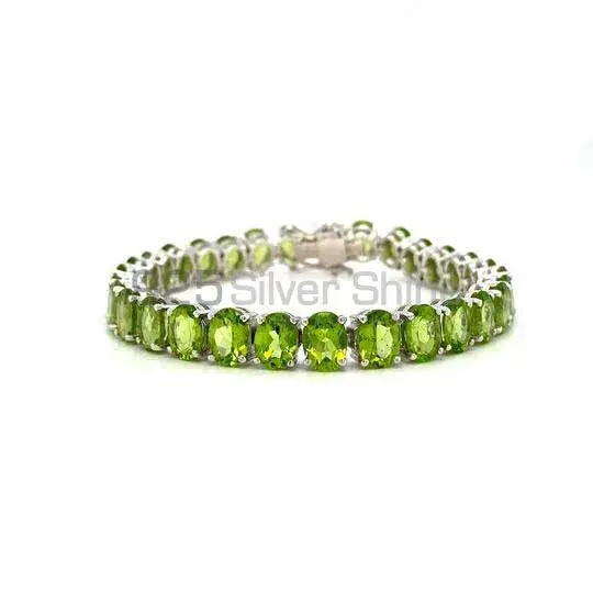 Peridot Gemstone Tennis Bracelets In Solid Sterling Silver Jewelry 925SB191