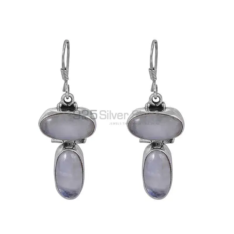 Best Quality Rainbow Moonstone Dangle Earring In Sterling Silver Jewelry 925SE35
