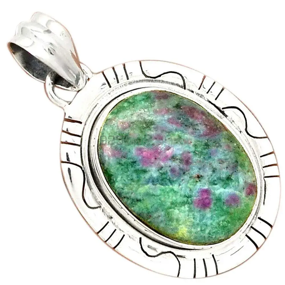 Best Quality Ruby Zoisite Gemstone Handmade Pendants In 925 Sterling Silver Jewelry 925SP40-4