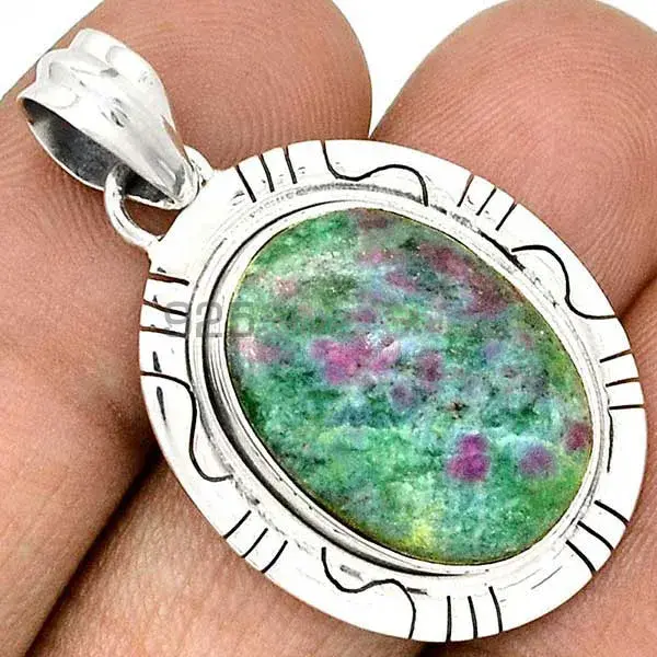 Best Quality Ruby Zoisite Gemstone Handmade Pendants In 925 Sterling Silver Jewelry 925SP40-4_0