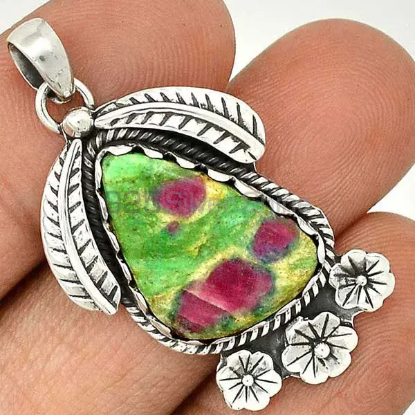 Best Quality Ruby Zoisite Gemstone Handmade Pendants In 925 Sterling Silver Jewelry 925SP54-4_0