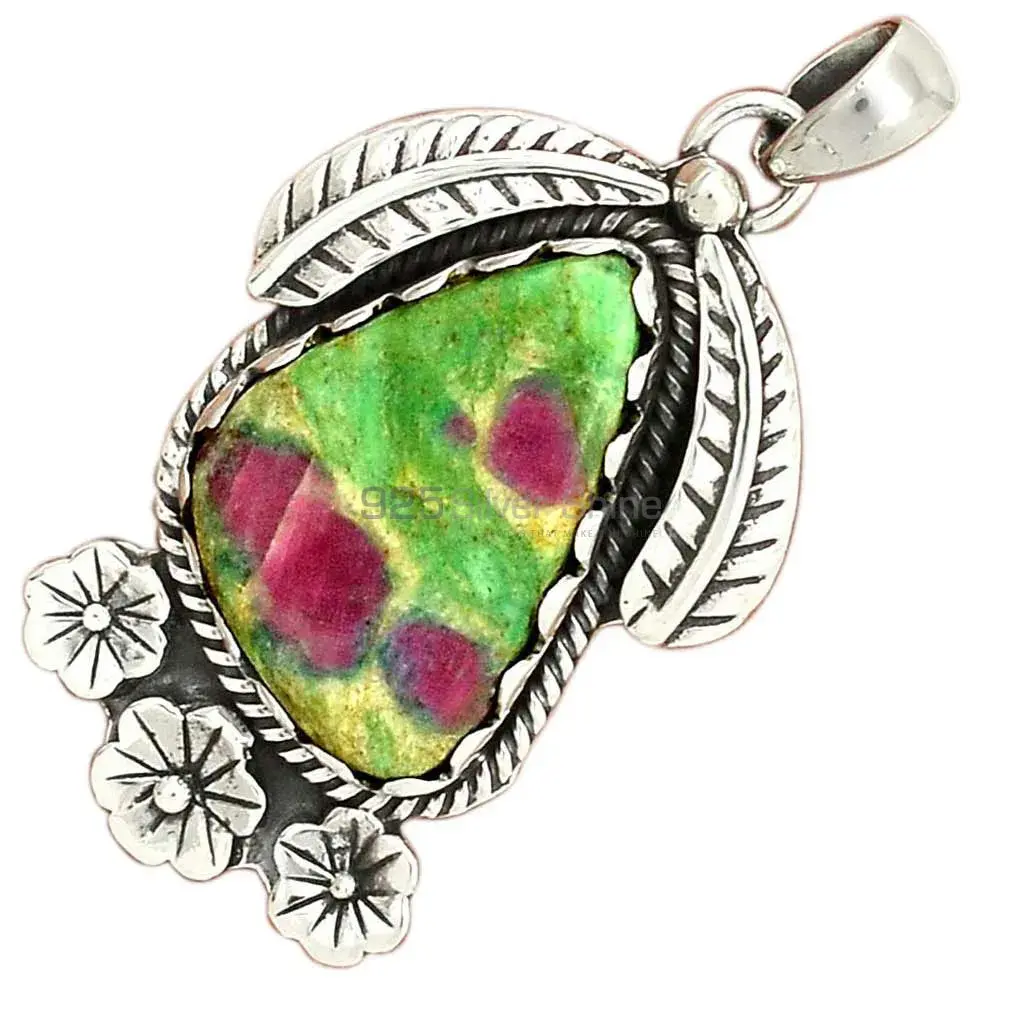 Best Quality Ruby Zoisite Gemstone Handmade Pendants In 925 Sterling Silver Jewelry 925SP54-4_2