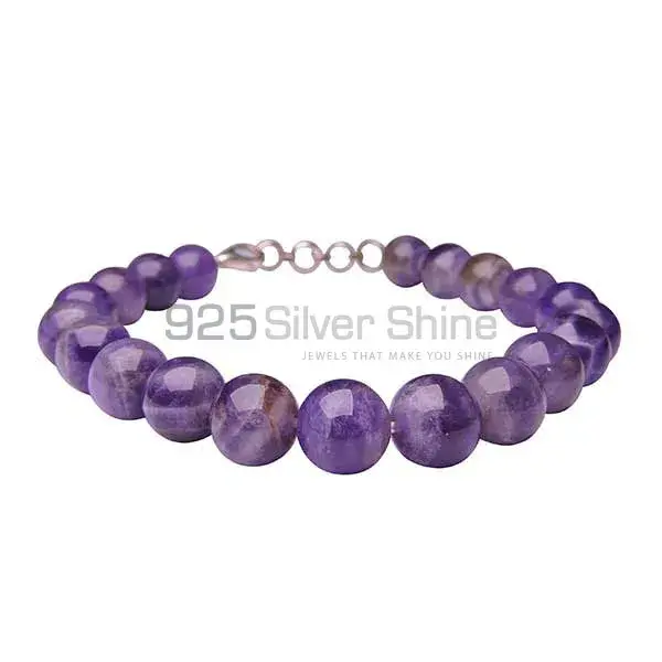 Best Quality Semi Precious Amethyst Gemstone Beads Bracelets 925BB112