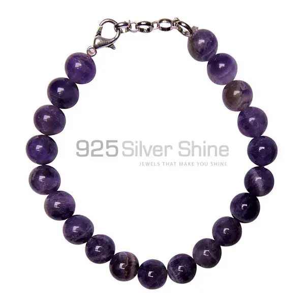 Best Quality Semi Precious Amethyst Gemstone Beads Bracelets 925BB112_2