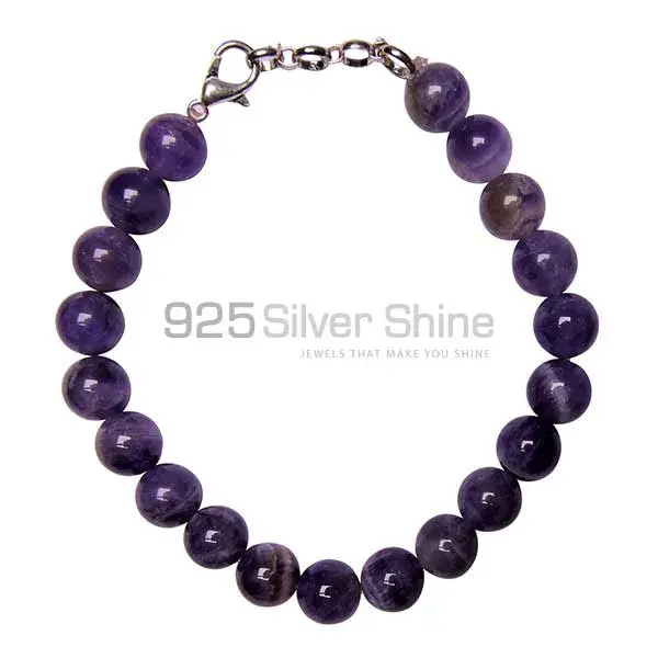 Semi Precious Amethyst Gemstone Beads Bracelets 925BB112_2